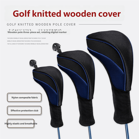 Golf club head covers for fairway woods, drivers, and hybrids, 3-piece long-neck mesh golf club head cover set for sports enthusiasts