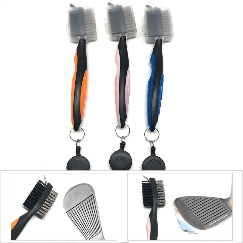 Large Golf Cleaning Brush | Stainless Steel & Copper Bristles | Blue/Black | Wholesale