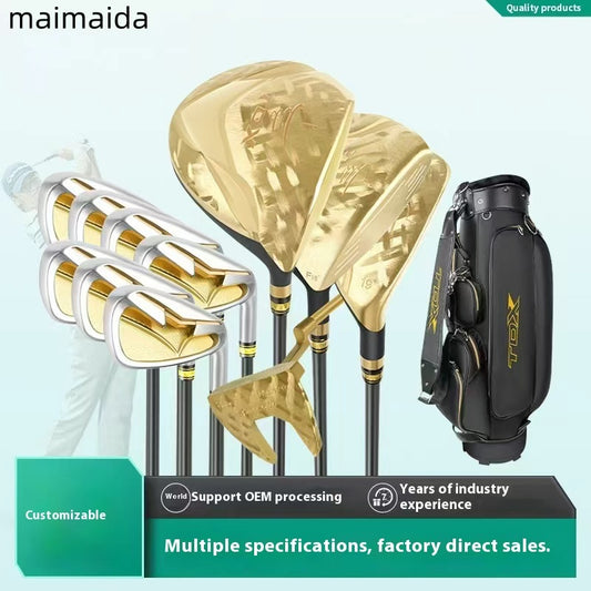 11-Piece Golf Club Set in Gold - Features Carbon Steel Shafts with Stainless Steel & Titanium Clubheads.