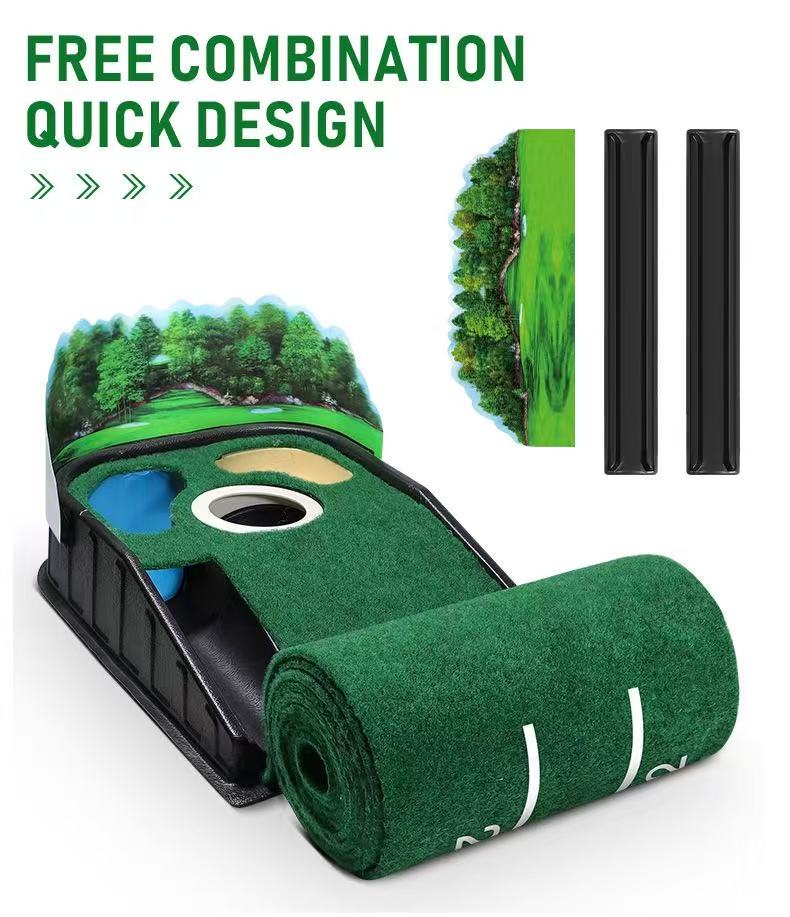 Golf sand hole push rod training device, practice tool, automatic indoor return ball, anti-skid green