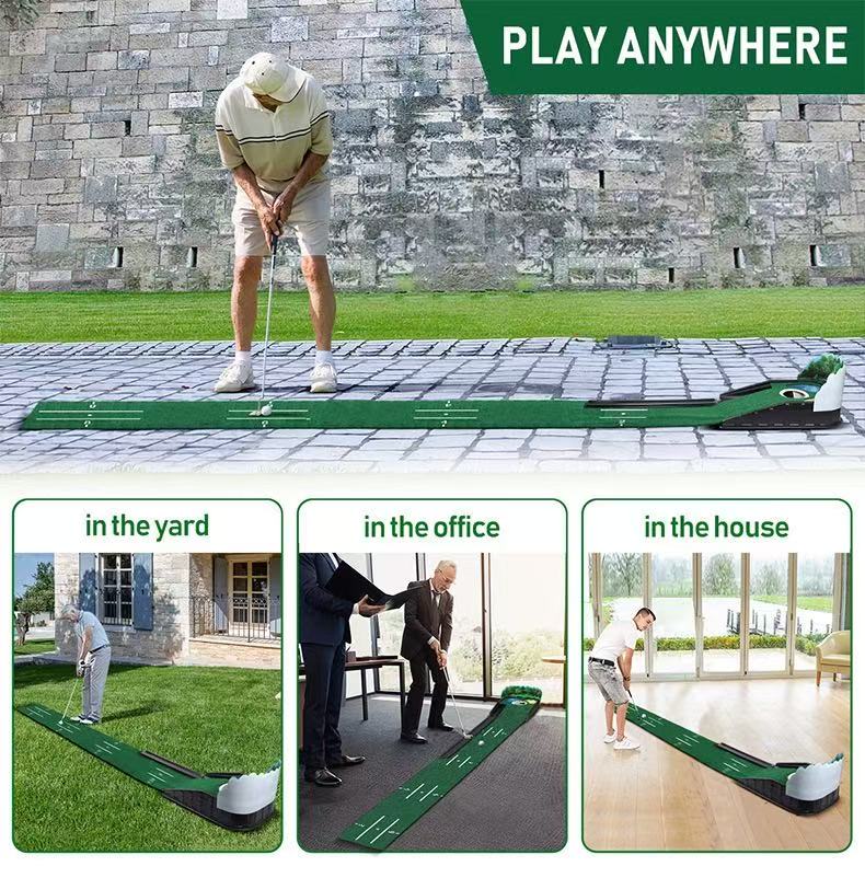 Golf sand hole push rod training device, practice tool, automatic indoor return ball, anti-skid green