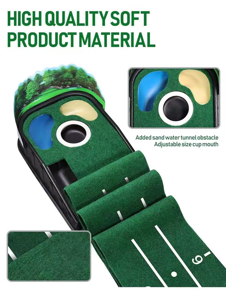 Golf sand hole push rod training device, practice tool, automatic indoor return ball, anti-skid green