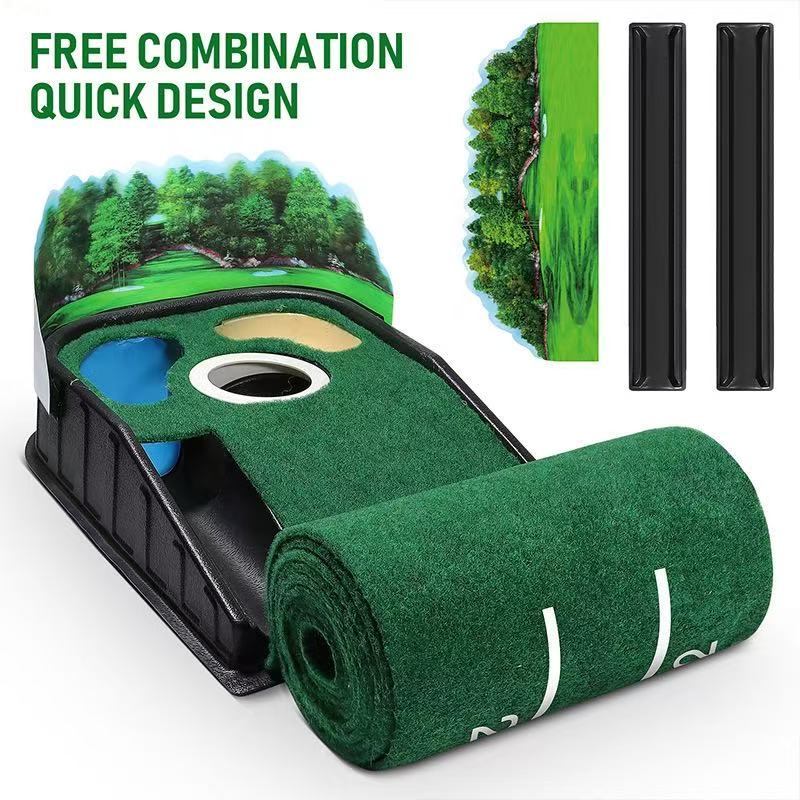 Golf sand hole push rod training device, practice tool, automatic indoor return ball, anti-skid green
