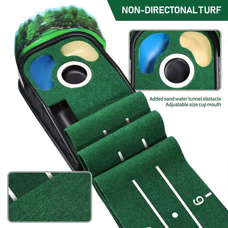 Golf sand hole push rod training device, practice tool, automatic indoor return ball, anti-skid green