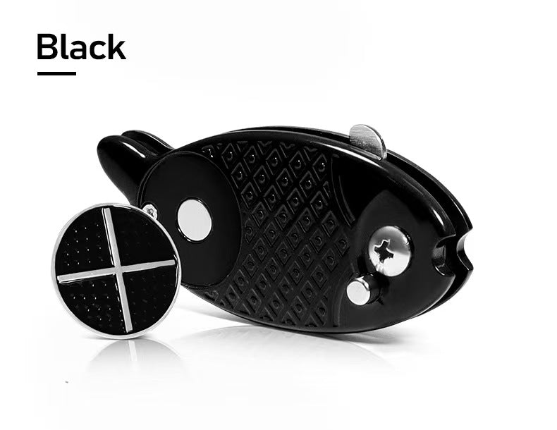 New Fish-Design Golf Divot Tool: Foldable Metal Head Ball Mark Repair Fork with Spring Action