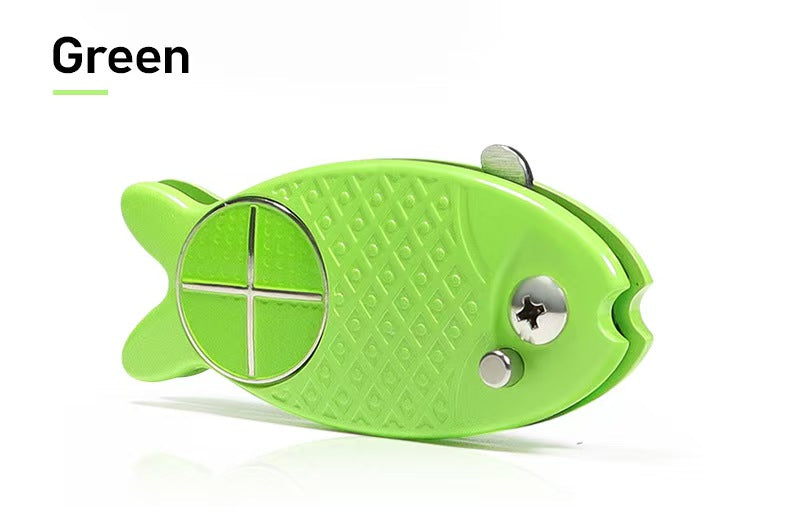 New Fish-Design Golf Divot Tool: Foldable Metal Head Ball Mark Repair Fork with Spring Action