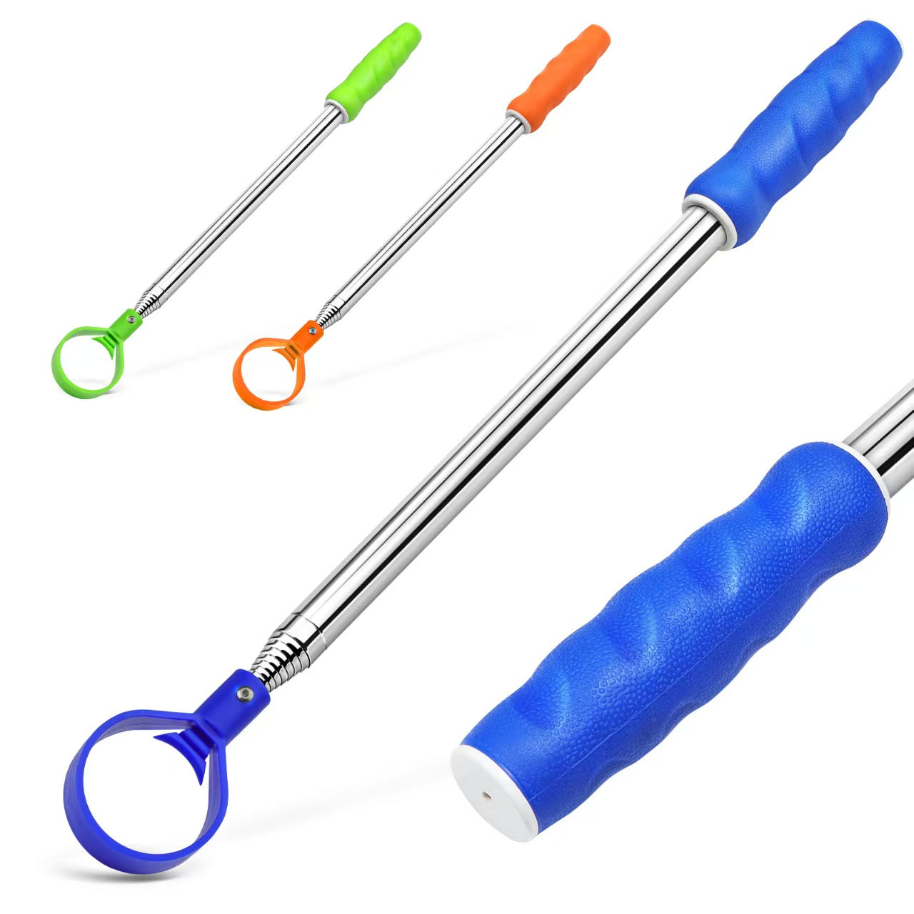 Golf Ball Retriever, White Cage with Blue-Yellow Grip (Factory Direct)