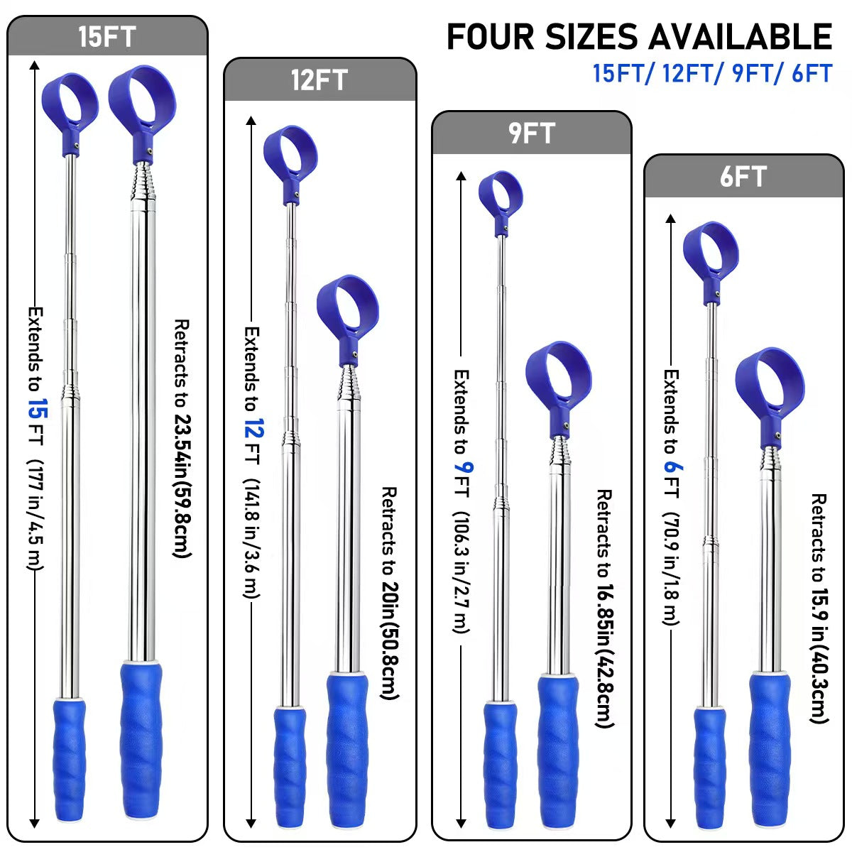 Golf Ball Retriever, White Cage with Blue-Yellow Grip (Factory Direct)