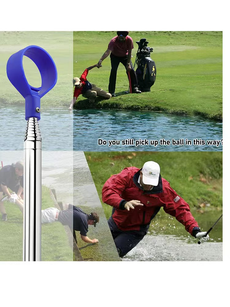 Golf Ball Retriever, White Cage with Blue-Yellow Grip (Factory Direct)