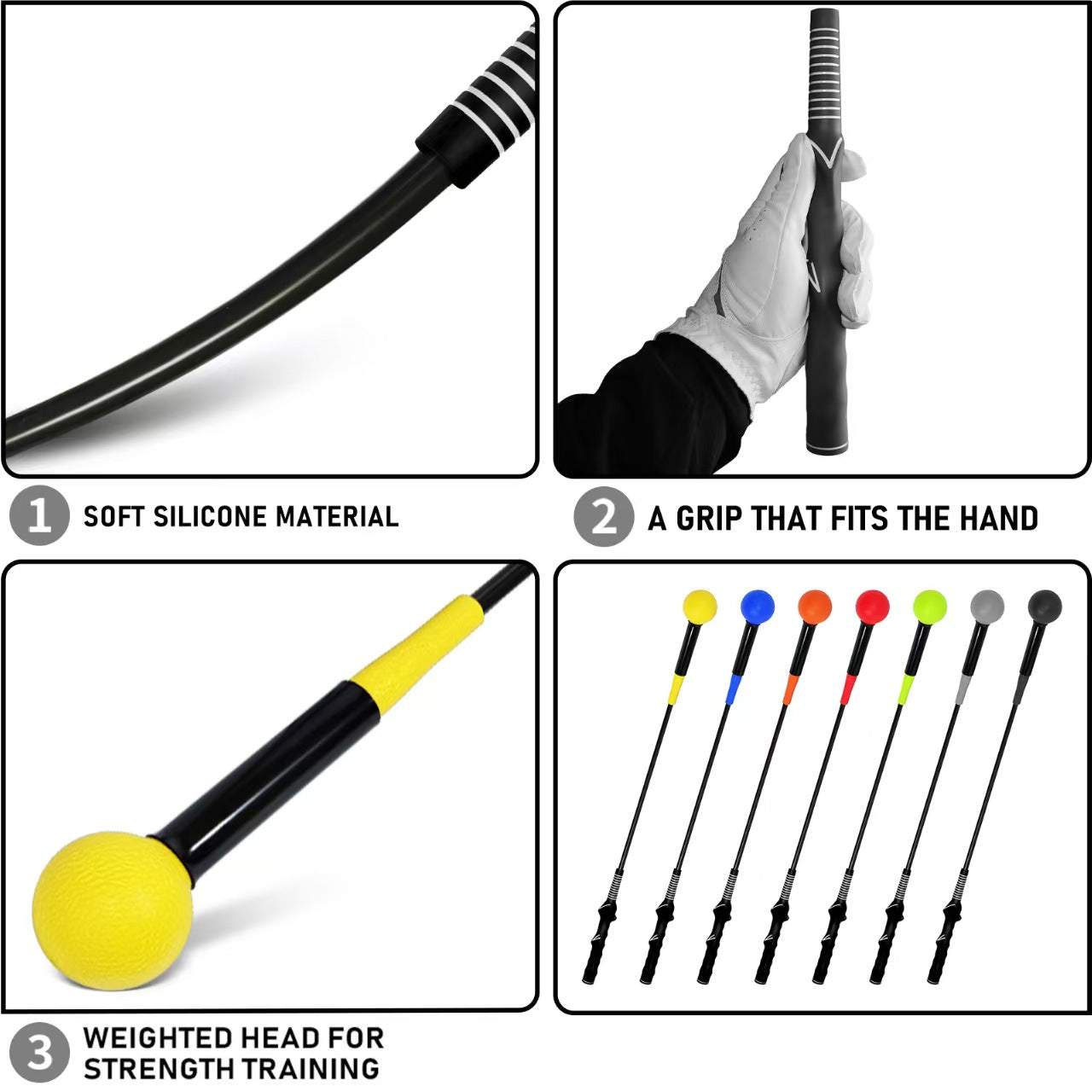 48-Inch Golf Swing Trainer - Contoured Grip Practice Rod (100cm/120cm Available)