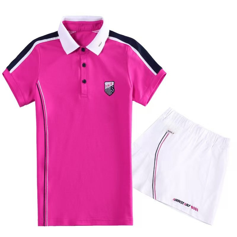 Golf ladies summer short sleeved T-shirt sports golf quick drying sweat wicking elastic breathable sunscreen top golf set moisture wicking golf Polo multi style customization