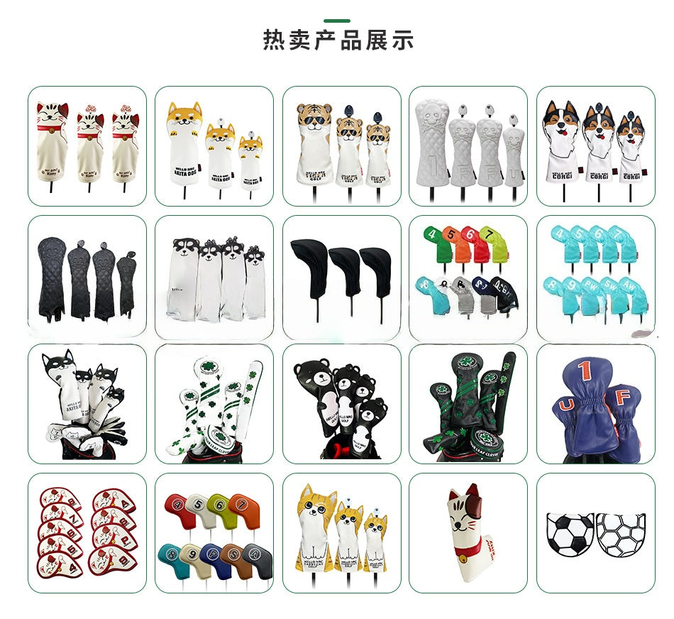 Golf club head covers vintage leather style 1 3 5 wood and fairway wood head covers classic look