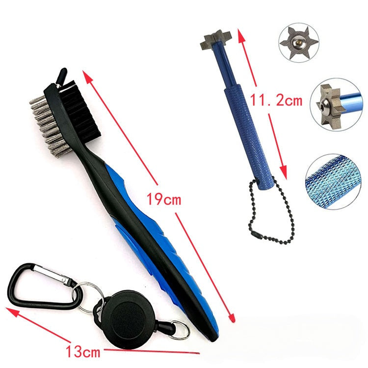 Large Golf Cleaning Brush | Stainless Steel & Copper Bristles | Blue/Black | Wholesale