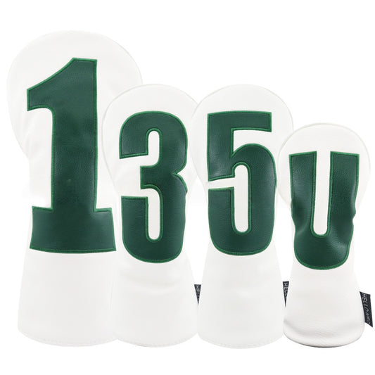 Golf club head covers vintage leather style 1 3 5 wood and fairway wood head covers classic look