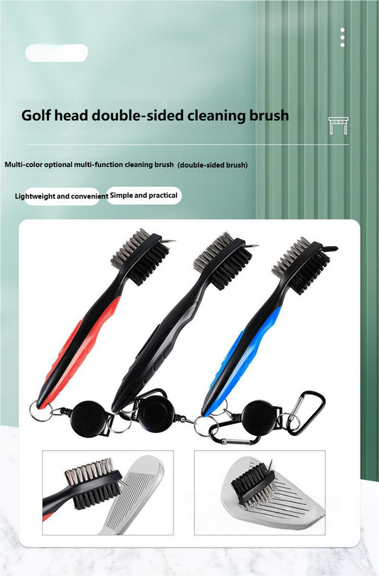 Large Golf Cleaning Brush | Stainless Steel & Copper Bristles | Blue/Black | Wholesale
