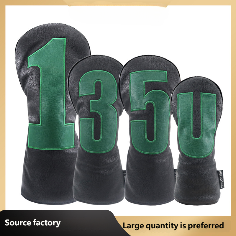 Golf club head covers vintage leather style 1 3 5 wood and fairway wood head covers classic look