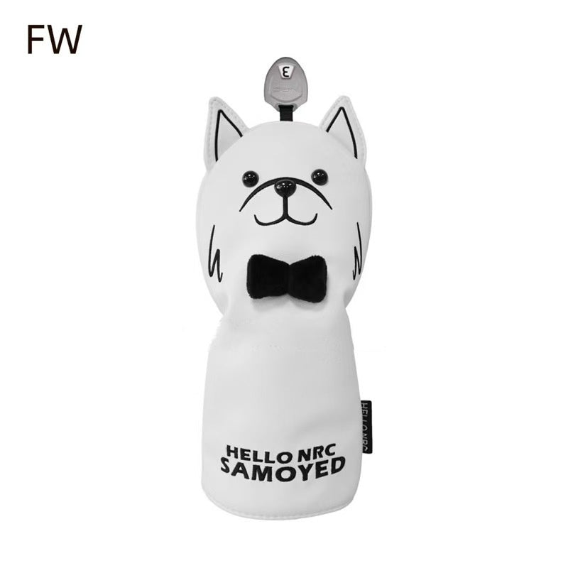 Golf club covers, full set of wood 1/3/5 protection covers, Samoyed wood club covers with cute cartoon colors, protective covers, iron covers, waterproof golf cap covers