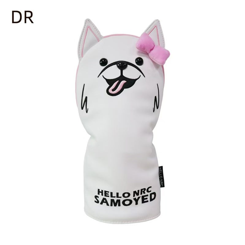 Golf club covers, full set of wood 1/3/5 protection covers, Samoyed wood club covers with cute cartoon colors, protective covers, iron covers, waterproof golf cap covers