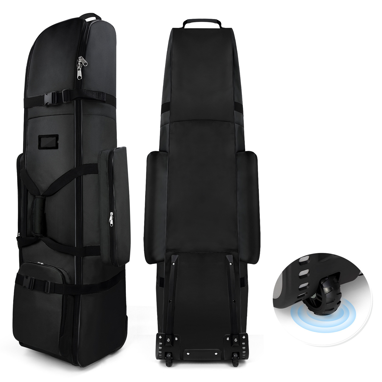 Golf aviation bag, portable and foldable with pulley, ball bag, club bag