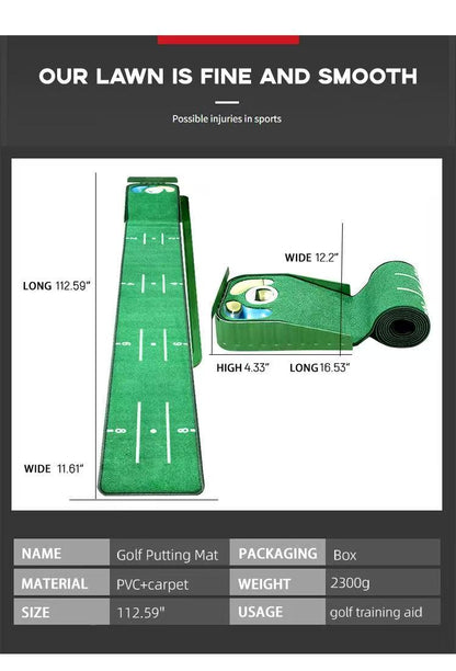 Best-Seller! Mini Putting Mat | Factory Stock • Portable Indoor/Outdoor Use • Compact Golf Putting Green Trainer • Direct from Manufacturer