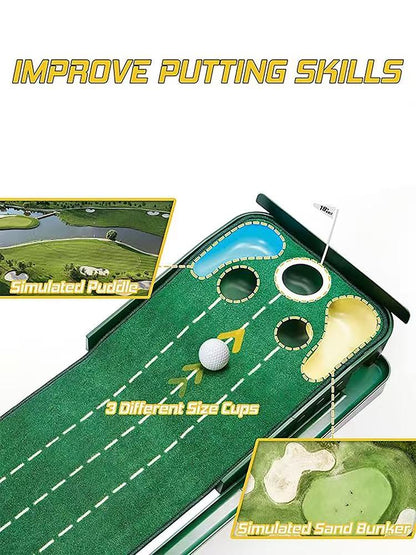 Best-Seller! Mini Putting Mat | Factory Stock • Portable Indoor/Outdoor Use • Compact Golf Putting Green Trainer • Direct from Manufacturer