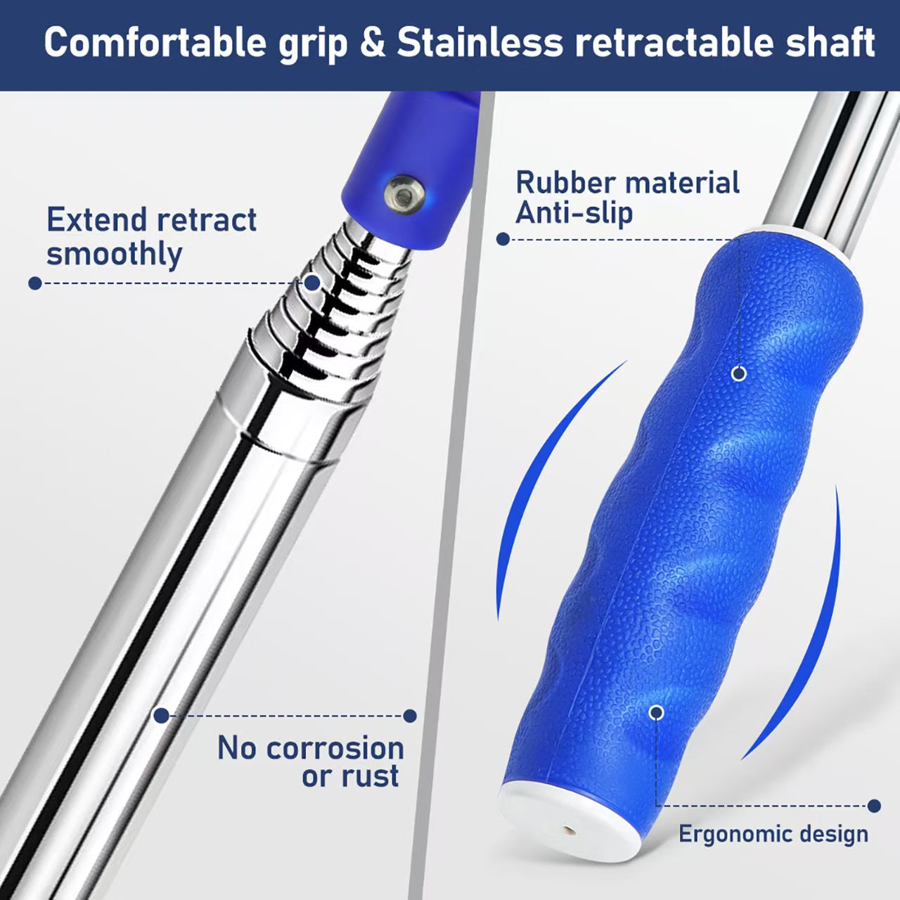 Golf Ball Retriever, White Cage with Blue-Yellow Grip (Factory Direct)