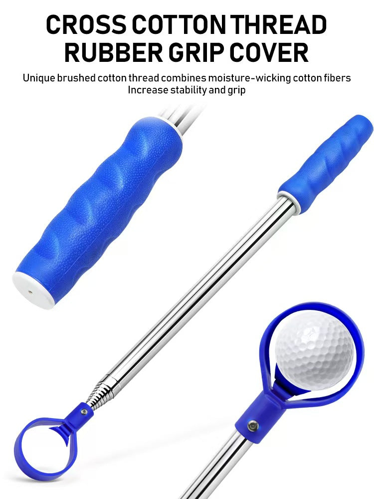 Golf Ball Retriever, White Cage with Blue-Yellow Grip (Factory Direct)
