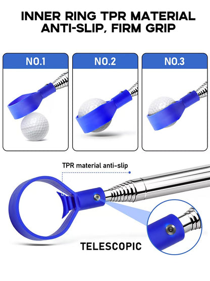 Golf Ball Retriever, White Cage with Blue-Yellow Grip (Factory Direct)
