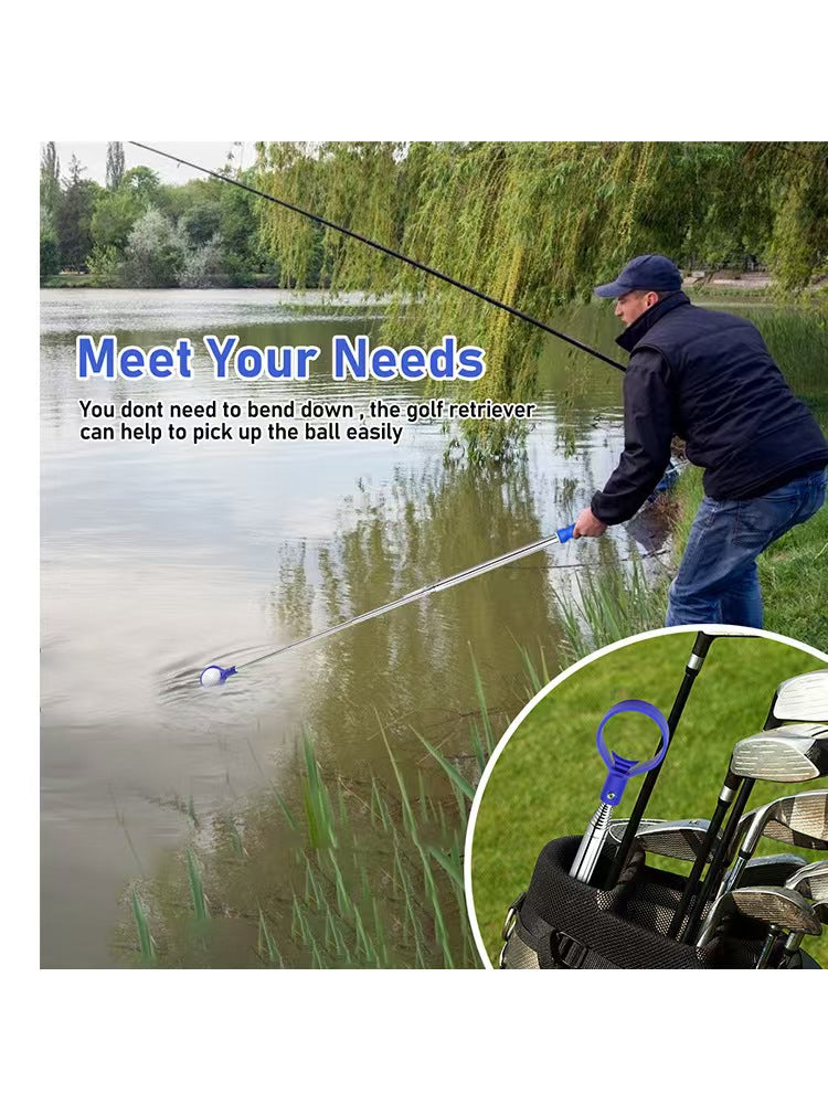 Golf Ball Retriever, White Cage with Blue-Yellow Grip (Factory Direct)