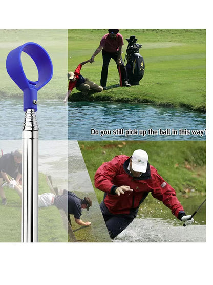 Golf Ball Retriever, White Cage with Blue-Yellow Grip (Factory Direct)