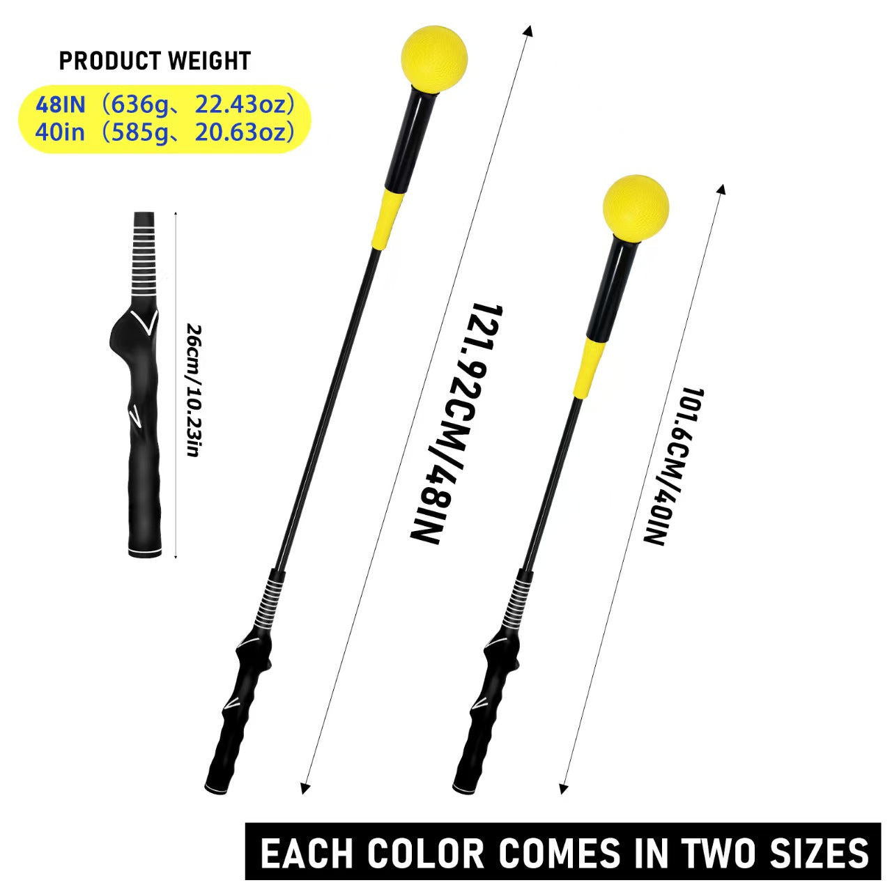 48-Inch Golf Swing Trainer - Contoured Grip Practice Rod (100cm/120cm Available)