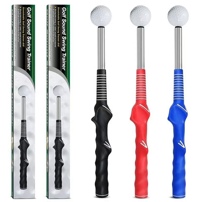 Audio Feedback Golf Swing Stick - Adjustable Length Trainer that produces a sound on each swing to promote proper tempo and form.