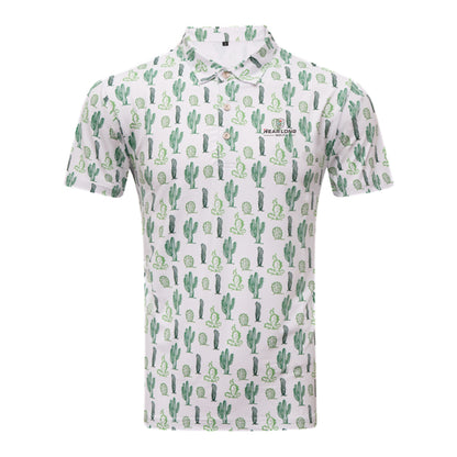 Men's Golf Polo Summer Short Sleeve T-Shirt Sports Golf Polo Shirt Quick Drying Sweating Elastic Breathable Sunscreen Top Golf Shirt Moisture Wicking Golf Polo
