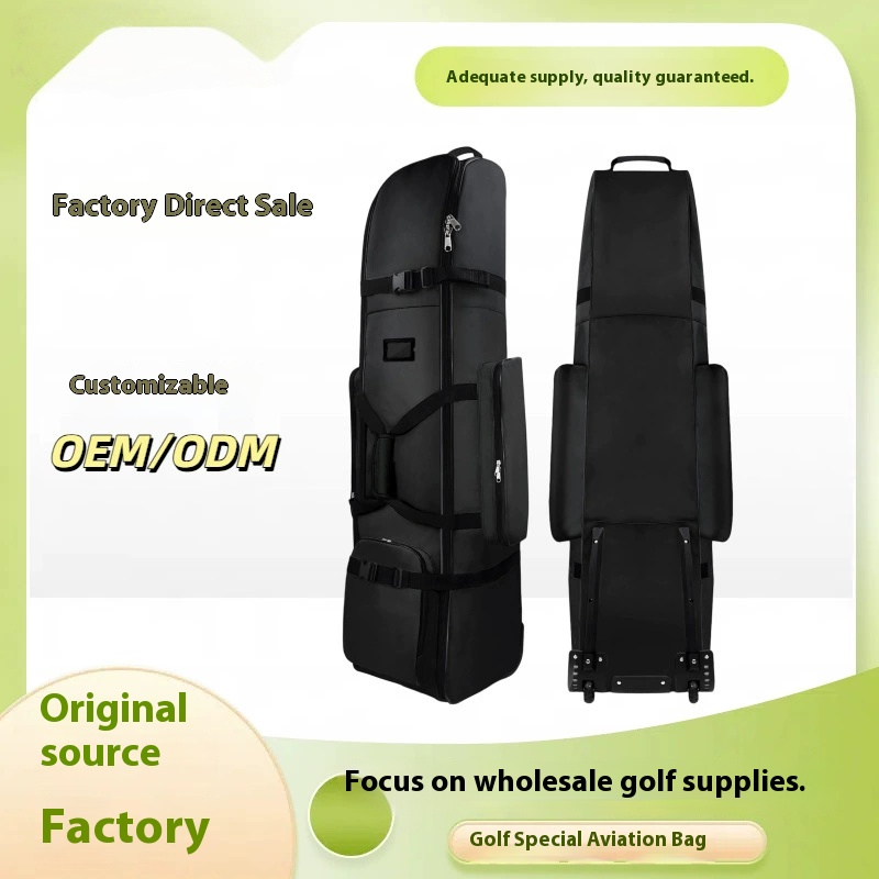 Golf aviation bag, portable and foldable with pulley, ball bag, club bag