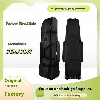 Golf aviation bag, portable and foldable with pulley, ball bag, club bag