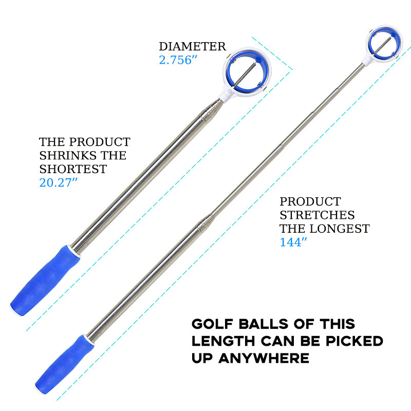Golf Ball Retriever, White Cage with Blue-Yellow Grip (Factory Direct)