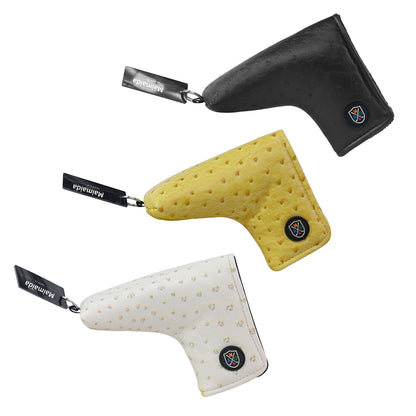 Golf L-shaped putter cover, woven ostrich pattern waterproof fabric plush lining magnetic buckle head cover