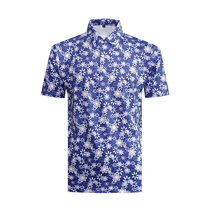 Men's Golf Polo Summer Short Sleeve T-Shirt Sports Golf Polo Shirt Quick Drying Sweating Elastic Breathable Sunscreen Top Golf Shirt Moisture Wicking Golf Polo