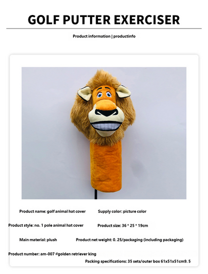 Funny golf club head cover, animal plush golf club head cover