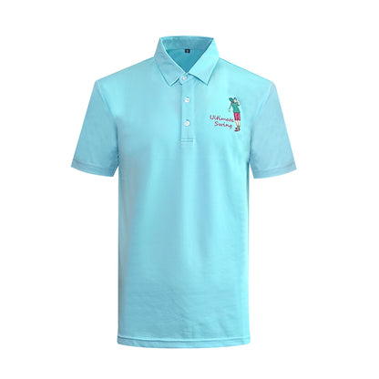 Men's Golf Polo Summer Short Sleeve T-Shirt Sports Golf Polo Shirt Quick Drying Sweating Elastic Breathable Sunscreen Top Golf Shirt Moisture Wicking Golf Polo