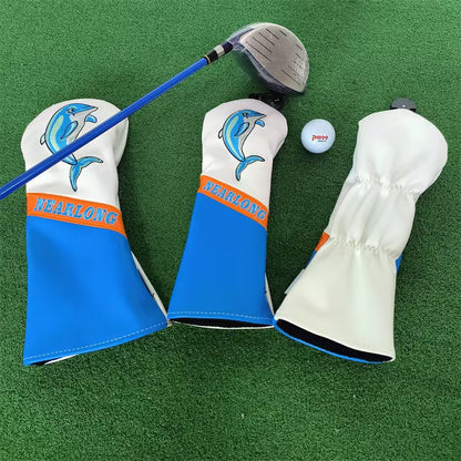 Golf waterproof wooden club cover embroidery protective cover swordfish cap club head cover No. 1 wooden ball head protective cap cover wooden club cover